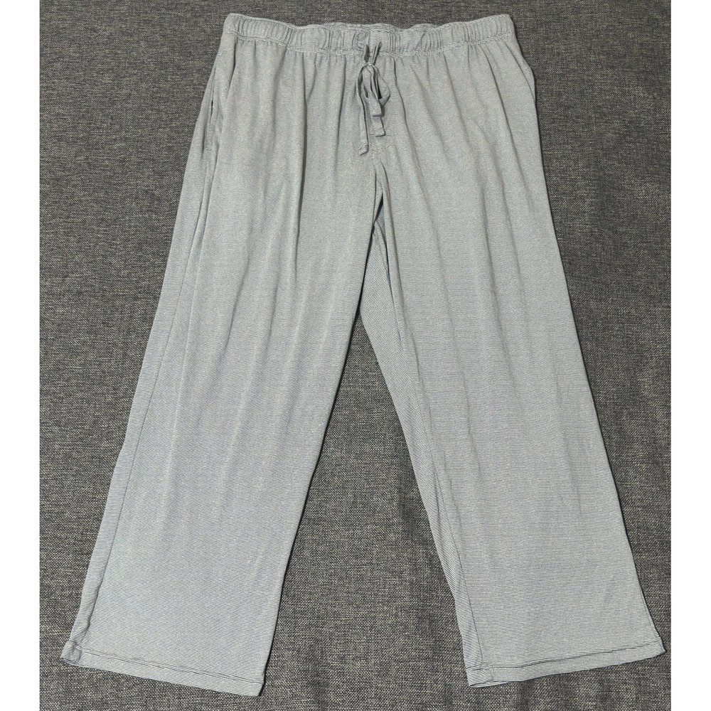 George Mens 2XL Pajama Pants Gray White Striped Lounge Drawstring
